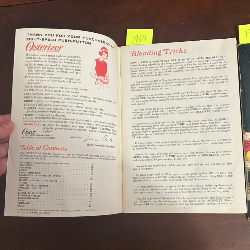 Set of 2 Vintage 1969 & 1970 Osterizer Blender Spin Cookery Cookbooks